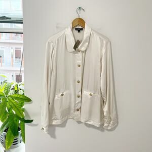 NWT J. Crew Ivory Lady Shirt Jacket in Luster Crepe Size 2X